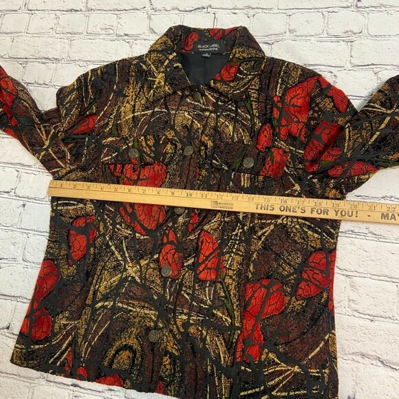 Black Label‎ by Evan Picone Vibrant Red & Black Blazer Jacket - Floral - Picture 8 of 10